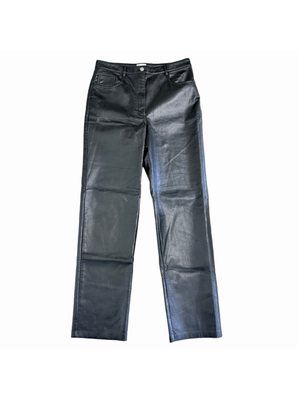 Wilfred Aritzia Black Vegan Faux Leather Straight Leg Pants Women's Size 10 Edgy